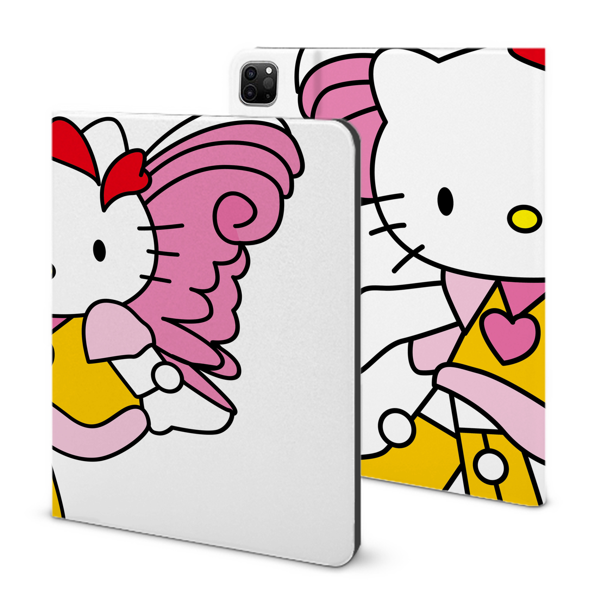 （画像用） Hello Kitty ハローキティ IPad ケース ブック型 PUレザー TPU 耐衝撃 軽量 薄型 ペン収納なし 全面保護 IPad 各モデル対応